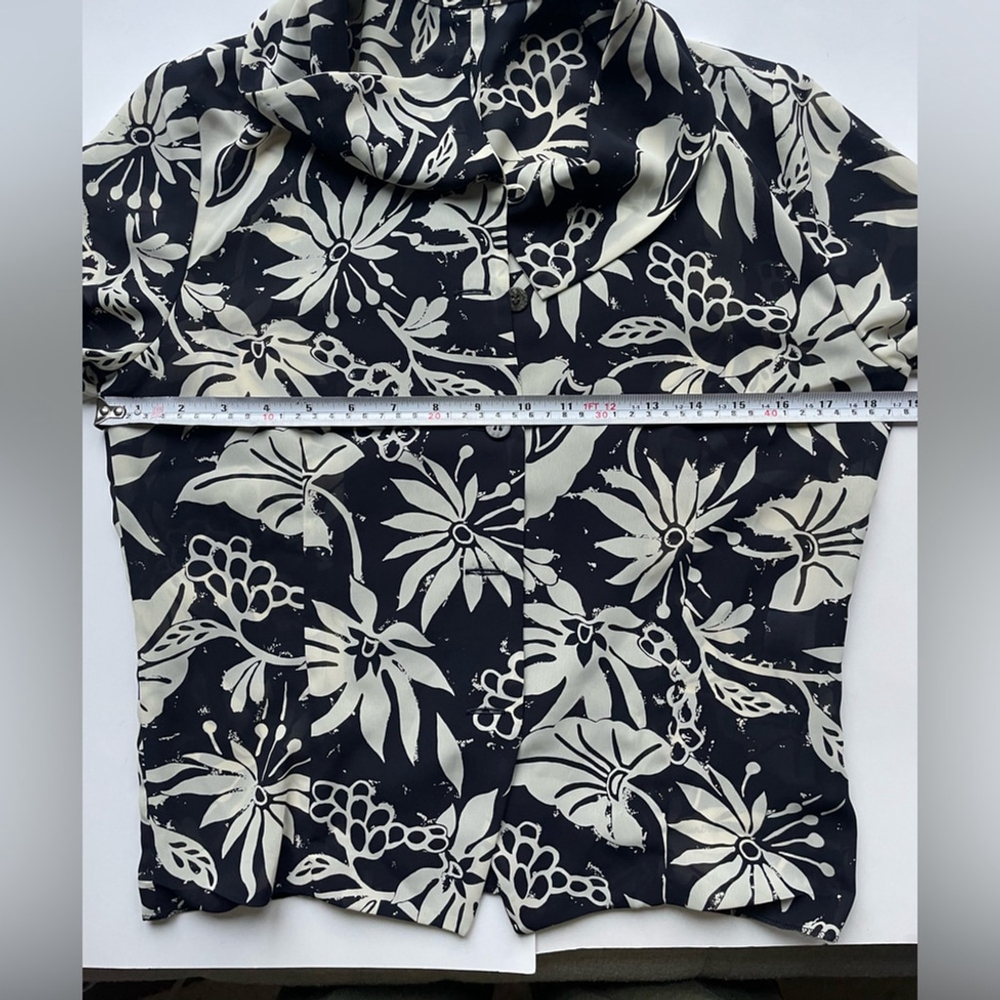 Lautréamont Black & Ivory Floral 2-Piece Set Button-Down Shirt + Tulip Skirt M - Picture 4 of 8